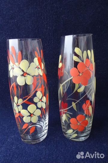 Ваза. Стекло. Ручная роспись. СССР. 50-60 г