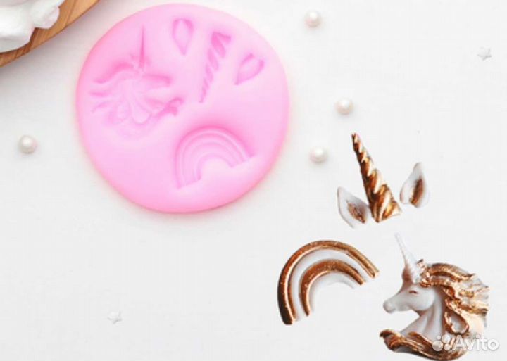 Молд силиконовый Радужный Единорог новый