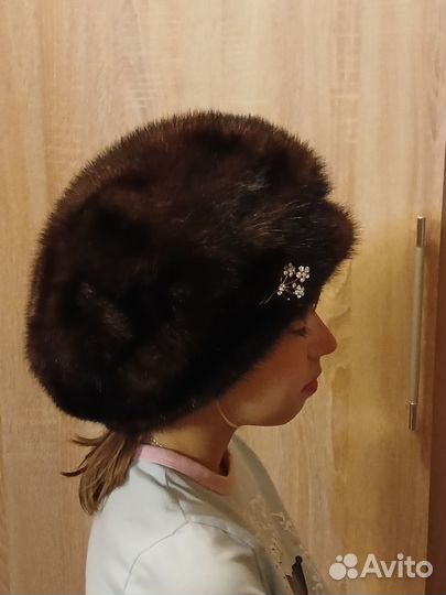Берет норковый, на обьем головы 58 см