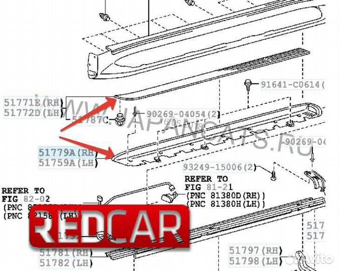 Накладка порога правого Toyota Land Cruiser 200 (0