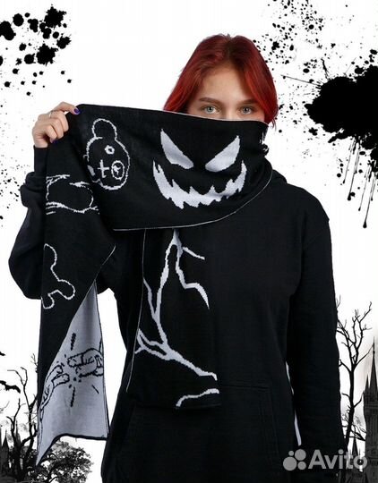 Новый шарф с аниме принтом дрейн стиль y2k