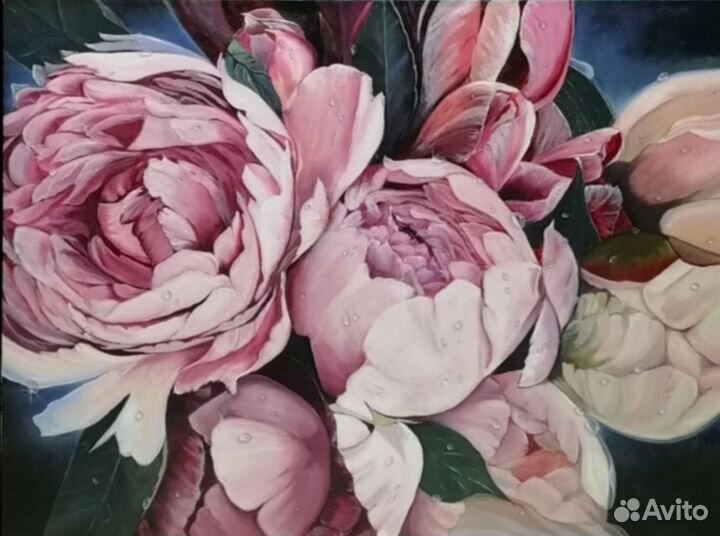 Картина маслом на холсте пионы