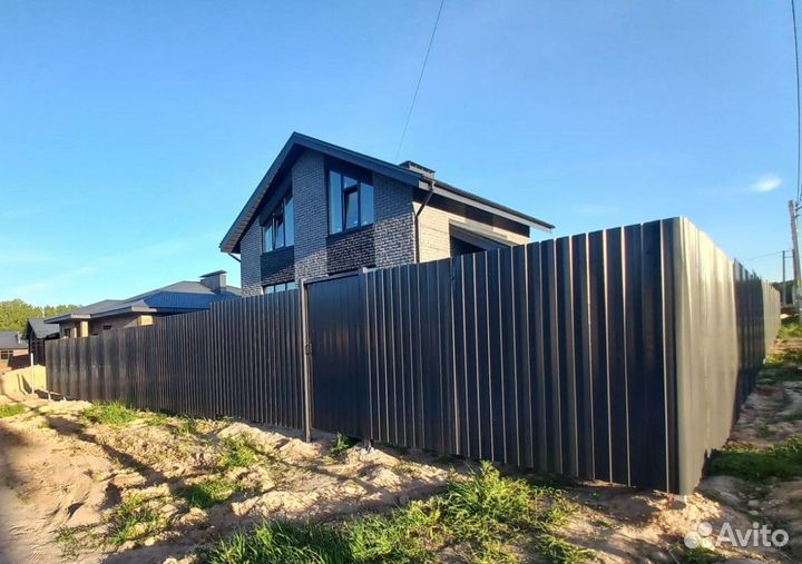 Забор 20 м с воротами 4 м, калиткой - под ключ