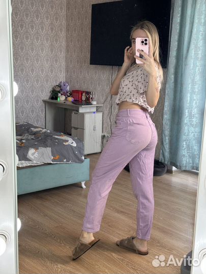 Джинсы фиолетовые брюки размер 44 46