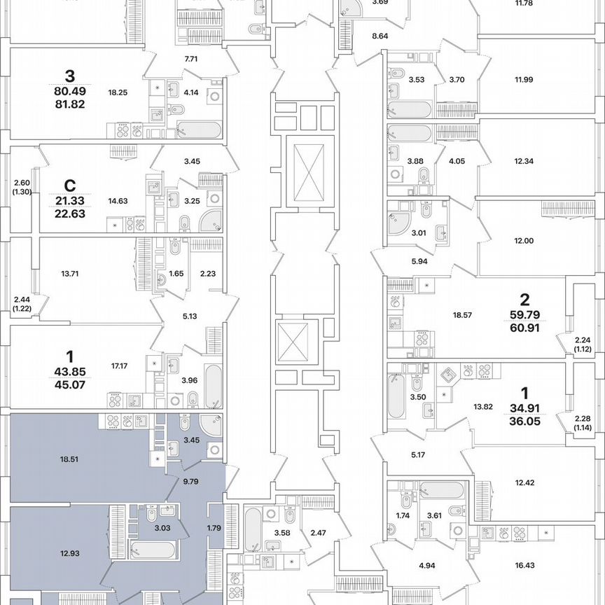 3-к. квартира, 77,6 м², 12/12 эт.