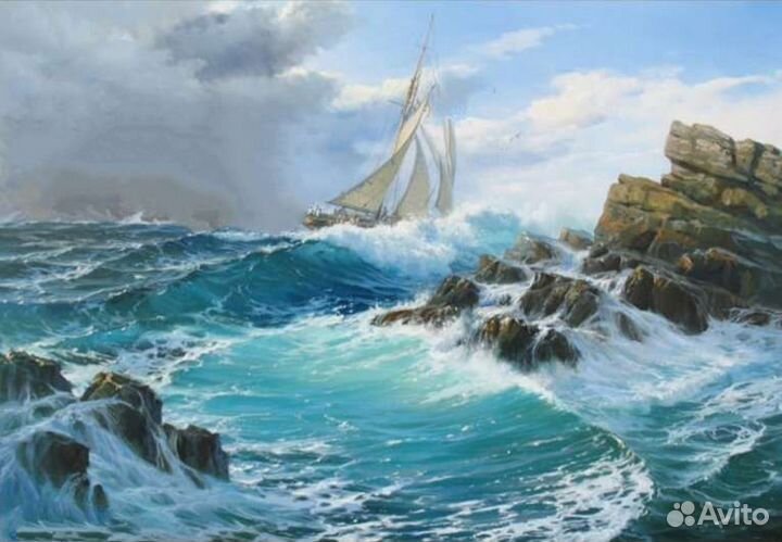 Картины маслом на холсте Парусники море