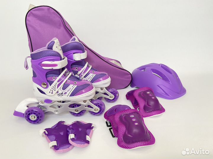 Детские ролики и защита для девочки