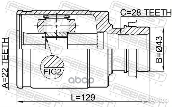 ШРУС внутренний правый 22X43X28 mazda 3 BK