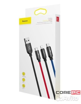 Usb Кабель-зарядка Lighting Baseus 3in1 i-Phone/Mi