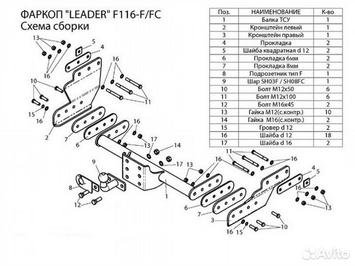 Фаркоп установка тсу Ford Transit VI, 4-дв. микроа