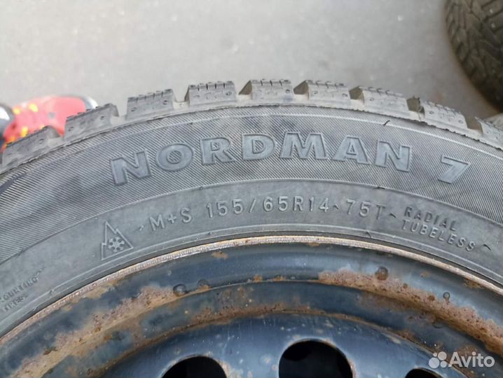 155/65 R14 Nokian Nordman 7 Зима Штампованные R14 pсd:4x100 ет:39 DIA:54.1