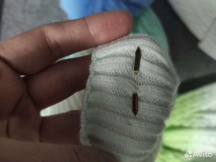 Шапка детская женская с меховым помпоном