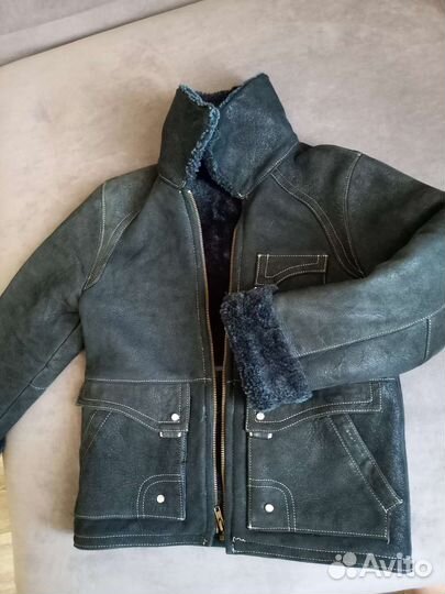 Дубленка натуральная детская чёрного цвета