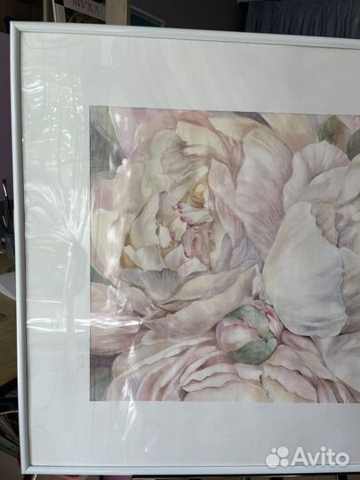 Картина в интерьер акварель холст Пионы