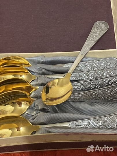 Ложки новые чайные с позолотой