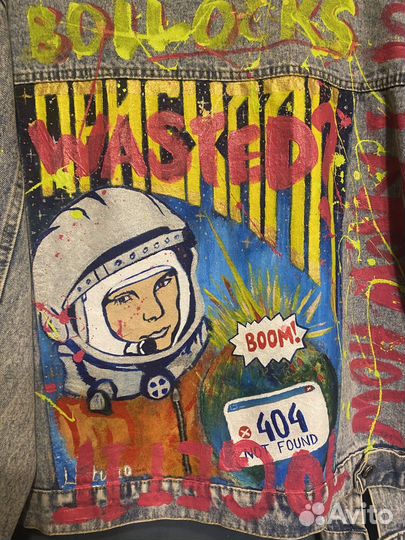 Панк-джинсовка (ручная роспись) S-M