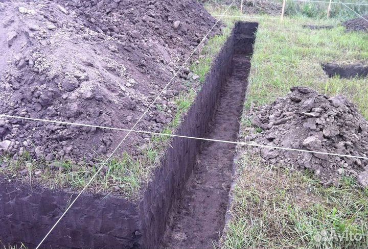 Ручная копка земли.Кладка.Заливка бетона