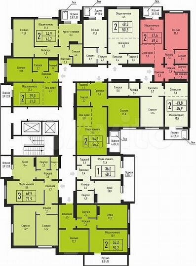 2-к. квартира, 49,4 м², 10/16 эт.