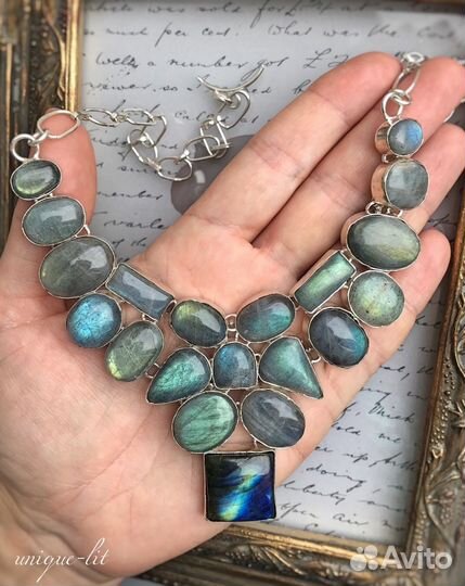 Колье Ожерелье украшение с Лабрадором/Лабрадоритом