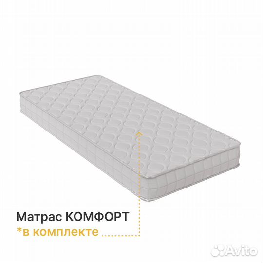 Односпальная кровать с матрасом 80 стандарт Белая