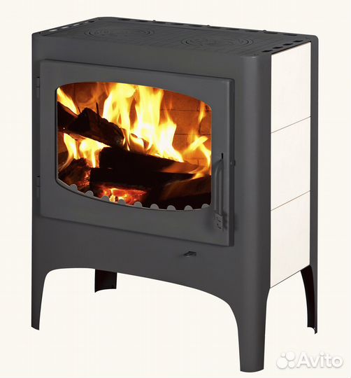 Печь-камин бавария эко с плитой две конфорки