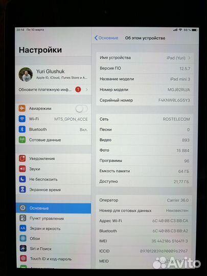 iPad mini 3 64gb cellular