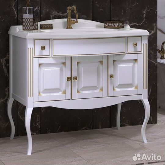 Мебель для ванной Опадирис Лаура 100 белая с патиной