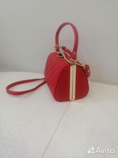Сумка женская натуральная кожа красная