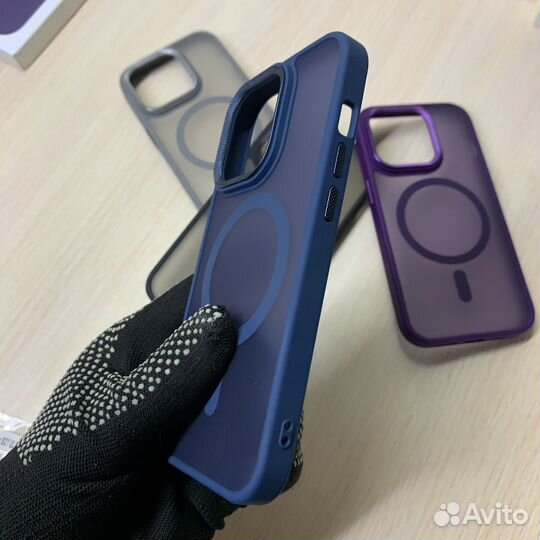 Чехол на iPhone 14 Pro MagSafe MetSafe синий