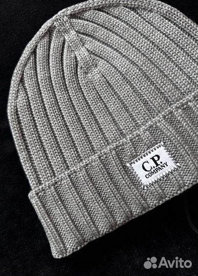 Шапка C.P. Company Wool Logo Grey. Оригинал