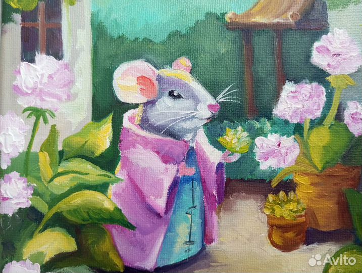 Диптих Мышки в саду Картины маслом