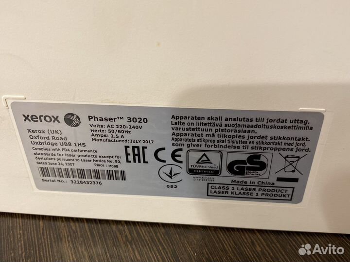 Принтер xerox phaser 3020