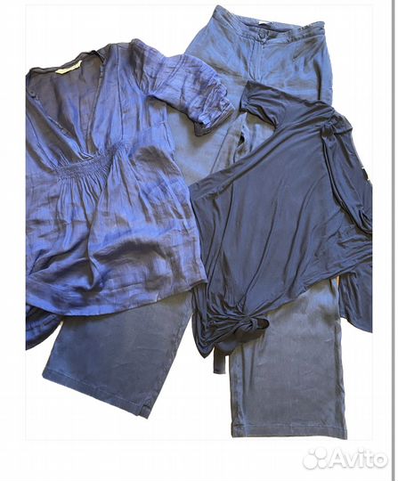 Брюки широкие женские лен 44 Италия