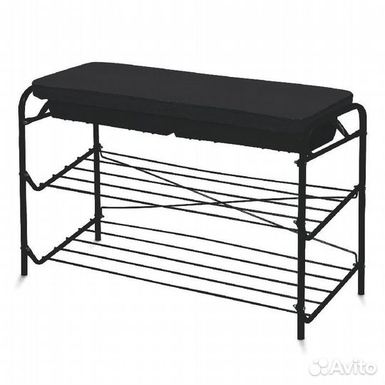 Этажерка для обуви 2-х ярусн с мягким сиденьем и я