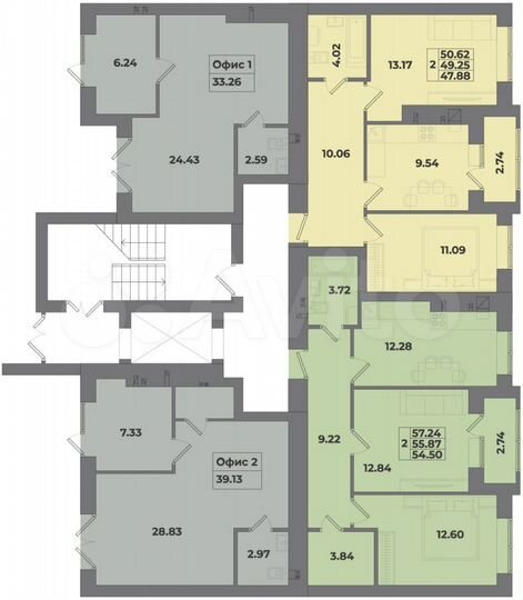 2-к. квартира, 57,2 м², 1/10 эт.