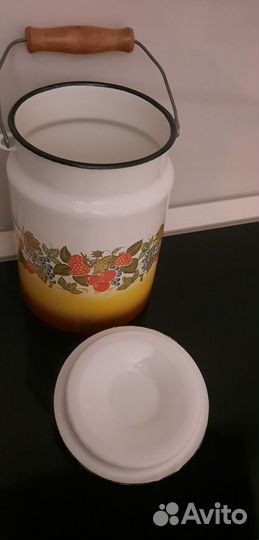 Бидон обливной эмалированный 3 л, кружка детская