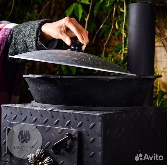 Мангал с печью под казан / Подарочный / сталь 4 мм