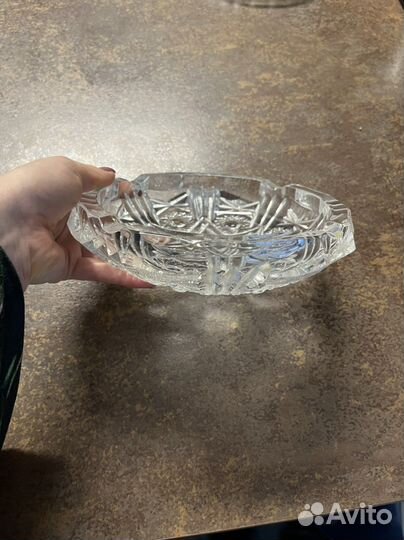 Хрустальная салатница винтаж Чехословакия