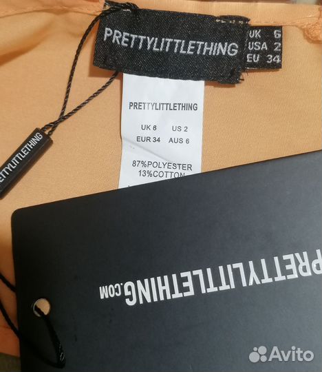 Новый топ Prettylittlething персикового цвета