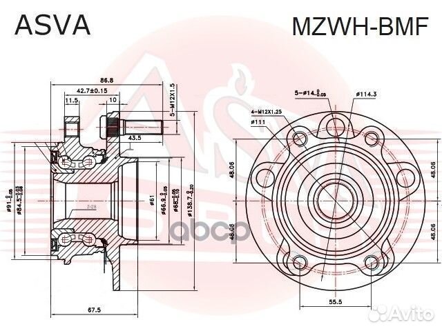 Ступица колеса перед прав/лев mzwhbmf asva