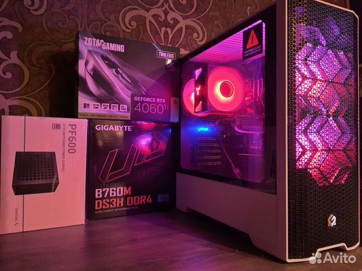 Игровой RTX4060Ti+Core i5 12400F вкорпусе Phanteks