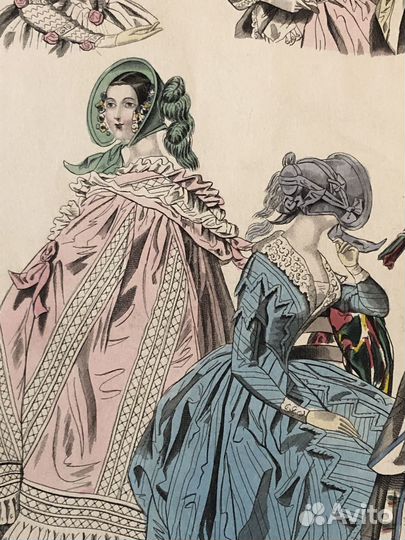 1841Paris Fashions Старинная гравюра моды Оригинал
