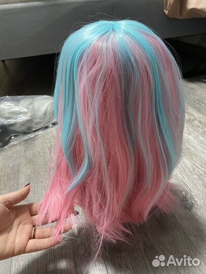 Парик двухцветный розовый/голубой