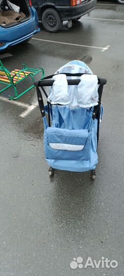 Детские санки коляска с колесами