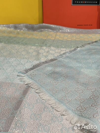 Шаль платок с люрексом Gucci лазурно-голубая