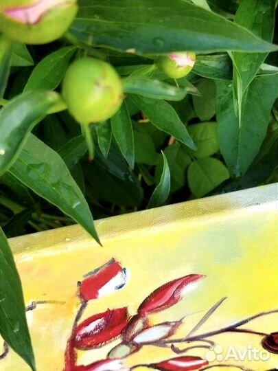 Картина с цветами маслом на холсте натюрморт 50х40