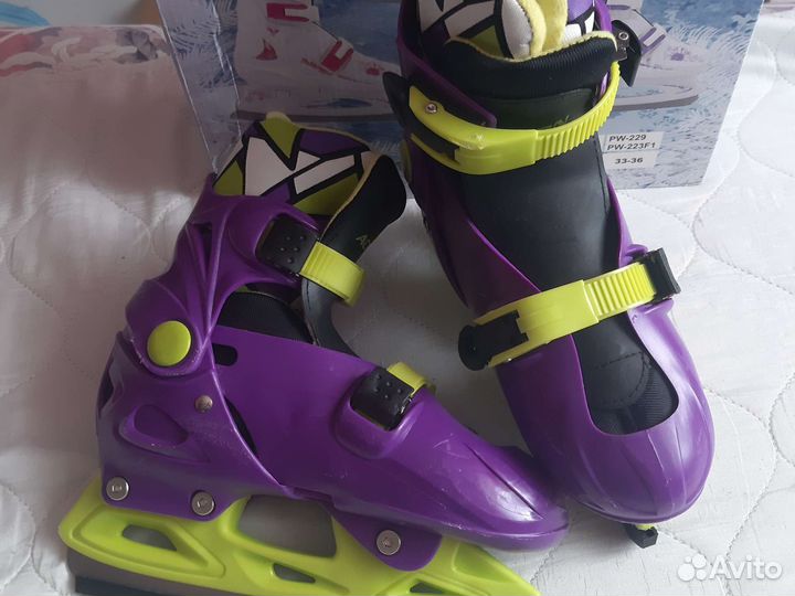 Коньки раздвижные ледовые р 33-36