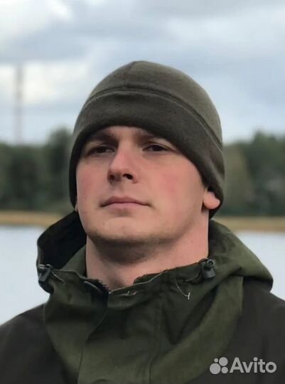 Шапка флисовая зеленая военная теплая однослойная