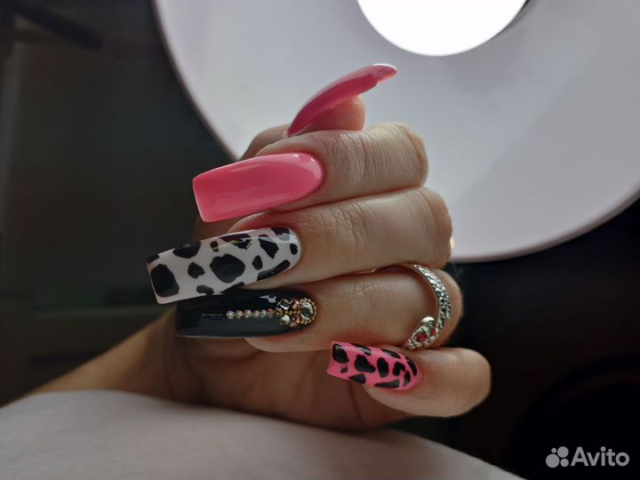 Наращивание-покрытие гель лак, педикюр