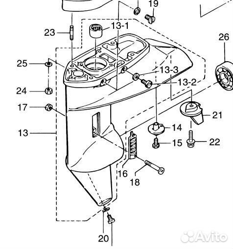 Корпус редуктора Yamaha (Ямаха) 30 л.с 2 такта